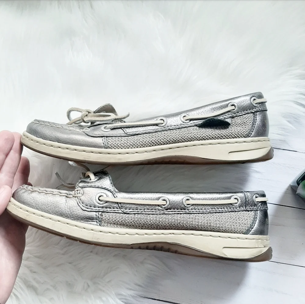 Sperry Top Sider Silver Boat Shoes - Picture 5 of 7